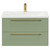 Napoli Olive Green 800mm Wall Mounted Vanity Unit with 1 Tap Hole Curved Basin and 2 Drawers with Brushed Brass Handles Front View