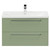 Napoli Olive Green 800mm Wall Mounted Vanity Unit with 1 Tap Hole Curved Basin and 2 Drawers with Polished Chrome Handles Front View