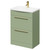 Napoli Olive Green 600mm Floor Standing Vanity Unit with 1 Tap Hole Curved Basin and 2 Drawers with Brushed Brass Handles Right Hand View