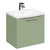 Napoli Olive Green 500mm Wall Mounted Vanity Unit with 1 Tap Hole Curved Basin and Single Drawer with Polished Chrome Handle Left Hand View