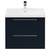 Napoli Deep Blue 600mm Wall Mounted Vanity Unit with 1 Tap Hole Basin and 2 Drawers with Polished Chrome Handles Front View