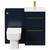 Napoli Deep Blue 1000mm Vanity Unit Toilet Suite with 1 Tap Hole Basin and 2 Drawers with Brushed Brass Handles Front View