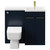 Napoli Combination Deep Blue 1000mm Vanity Unit Toilet Suite with Right Hand L Shaped 1 Tap Hole Basin and 2 Doors with Brushed Brass Handles Front View