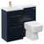 Napoli Combination Deep Blue 1000mm Vanity Unit Toilet Suite with Left Hand L Shaped 1 Tap Hole Basin and 2 Drawers with Brushed Brass Handles Left Hand Side View