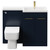 Napoli Combination Deep Blue 1100mm Vanity Unit Toilet Suite with Right Hand L Shaped 1 Tap Hole Basin and 2 Doors with Brushed Brass Handles Front View