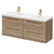 Napoli Bordalino Oak 1200mm Wall Mounted Vanity Unit with Ceramic Double Basin and 4 Drawers with Brushed Brass Handles Right Hand View