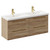 Napoli Bordalino Oak 1200mm Wall Mounted Vanity Unit with Ceramic Double Basin and 4 Drawers with Brushed Brass Handles Left Hand View