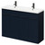 Napoli Deep Blue 1200mm Floor Standing Vanity Unit with Ceramic Double Basin and 4 Doors with Matt Black Handles Right Hand View