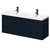 Napoli Deep Blue 1200mm Wall Mounted Vanity Unit with Polymarble Double Basin and 4 Drawers with Matt Black Handles Right Hand View