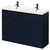 Napoli Deep Blue 1200mm Floor Standing Vanity Unit with Polymarble Double Basin and 4 Doors with Matt Black Handles Right Hand View