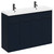 Napoli Deep Blue 1200mm Floor Standing Vanity Unit with Polymarble Double Basin and 4 Doors with Matt Black Handles Left Hand View