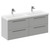 Napoli Gloss Grey Pearl 1200mm Wall Mounted Vanity Unit with Polymarble Double Basin and 4 Drawers with Polished Chrome Handles Left Hand View