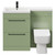 Napoli Combination Olive Green 1100mm Vanity Unit Toilet Suite with Left Hand L Shaped 1 Tap Hole Basin and 2 Drawers with Matt Black Handles Front View
