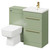Napoli Olive Green 1000mm Vanity Unit Toilet Suite with 1 Tap Hole Basin and 2 Drawers with Brushed Brass Handles Right Hand View