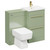 Napoli Olive Green 1000mm Vanity Unit Toilet Suite with 1 Tap Hole Basin and 2 Drawers with Brushed Brass Handles Left Hand View