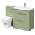 Napoli Olive Green 1300mm Vanity Unit Toilet Suite with 1 Tap Hole Basin and 2 Drawers with Brushed Brass Handles Right Hand View