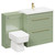 Napoli Olive Green 1300mm Vanity Unit Toilet Suite with 1 Tap Hole Basin and 2 Drawers with Brushed Brass Handles Left Hand View