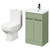 Turin Olive Green 500mm Floor Standing Vanity Unit and Toilet Suite with 1 Tap Hole Basin and 2 Doors with Gunmetal Grey Handles Right Hand View