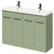 Napoli Olive Green 1200mm Floor Standing Vanity Unit with Ceramic Double Basin and 4 Doors with Gunmetal Grey Handles Right Hand View