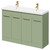 Napoli Olive Green 1200mm Floor Standing Vanity Unit with Ceramic Double Basin and 4 Doors with Brushed Brass Handles Right Hand View