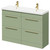 Napoli Olive Green 1200mm Floor Standing Vanity Unit with Ceramic Double Basin and 4 Drawers with Brushed Brass Handles Right Hand View