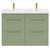 Napoli Olive Green 1200mm Floor Standing Vanity Unit with Ceramic Double Basin and 4 Drawers with Brushed Brass Handles Front View