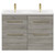 Napoli Molina Ash 1200mm Floor Standing Vanity Unit with Ceramic Double Basin and 4 Drawers with Brushed Brass Handles Front View