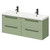 Napoli Olive Green 1200mm Wall Mounted Vanity Unit with Ceramic Double Basin and 4 Drawers with Matt Black Handles Right Hand View Napoli Olive Green 1200mm Wall Mounted Vanity Unit with Ceramic Double Basin and 4 Drawers with Matt Black Handles Right Hand View