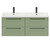 Napoli Olive Green 1200mm Wall Mounted Vanity Unit with Ceramic Double Basin and 4 Drawers with Matt Black Handles Front View Napoli Olive Green 1200mm Wall Mounted Vanity Unit with Ceramic Double Basin and 4 Drawers with Matt Black Handles Front View