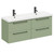 Napoli Olive Green 1200mm Wall Mounted Vanity Unit with Ceramic Double Basin and 4 Drawers with Matt Black Handles Left Hand View Napoli Olive Green 1200mm Wall Mounted Vanity Unit with Ceramic Double Basin and 4 Drawers with Matt Black Handles Left Hand View