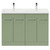 Napoli Olive Green 1200mm Floor Standing Vanity Unit with Ceramic Double Basin and 4 Doors with Polished Chrome Handles Front View