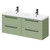 Napoli Olive Green 1200mm Wall Mounted Vanity Unit with Polymarble Double Basin and 4 Drawers with Gunmetal Grey Handles Right Hand View