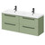 Napoli Olive Green 1200mm Wall Mounted Vanity Unit with Polymarble Double Basin and 4 Drawers with Gunmetal Grey Handles Right Hand View Napoli Olive Green 1200mm Wall Mounted Vanity Unit with Polymarble Double Basin and 4 Drawers with Gunmetal Grey Handles Right Hand View