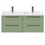 Napoli Olive Green 1200mm Wall Mounted Vanity Unit with Polymarble Double Basin and 4 Drawers with Gunmetal Grey Handles Front View Napoli Olive Green 1200mm Wall Mounted Vanity Unit with Polymarble Double Basin and 4 Drawers with Gunmetal Grey Handles Front View