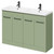 Napoli Olive Green 1200mm Floor Standing Vanity Unit with Polymarble Double Basin and 4 Doors with Gunmetal Grey Handles Right Hand View