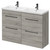 Napoli Molina Ash 1200mm Floor Standing Vanity Unit with Polymarble Double Basin and 4 Drawers with Gunmetal Grey Handles Right Hand View