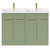 Napoli Olive Green 1200mm Floor Standing Vanity Unit with Polymarble Double Basin and 4 Doors with Brushed Brass Handles Front View