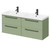 Napoli Olive Green 1200mm Wall Mounted Vanity Unit with Polymarble Double Basin and 4 Drawers with Matt Black Handles Right Hand View Napoli Olive Green 1200mm Wall Mounted Vanity Unit with Polymarble Double Basin and 4 Drawers with Matt Black Handles Right Hand View