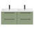 Napoli Olive Green 1200mm Wall Mounted Vanity Unit with Polymarble Double Basin and 4 Drawers with Matt Black Handles Front View Napoli Olive Green 1200mm Wall Mounted Vanity Unit with Polymarble Double Basin and 4 Drawers with Matt Black Handles Front View