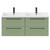 Napoli Olive Green 1200mm Wall Mounted Vanity Unit with Polymarble Double Basin and 4 Drawers with Matt Black Handles Front View