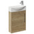 Horizon Autumn Oak 440mm Wall Mounted Vanity Unit with 1 Tap Hole Left Hand Basin and Single Door with Polished Chrome Handle Left Hand View