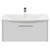 Horizon White Ash 800mm Wall Mounted Vanity Unit with 1 Tap Hole Curved Basin and Single Drawer with Polished Chrome Handle View from Front