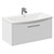 Horizon White Ash 800mm Wall Mounted Vanity Unit with 1 Tap Hole Curved Basin and Single Drawer with Polished Chrome Handle Left Hand View