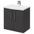 Horizon Graphite Grey 600mm Wall Mounted Vanity Unit with 1 Tap Hole Curved Basin and 2 Doors with Polished Chrome Handles Right Hand View