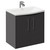 Horizon Graphite Grey 600mm Wall Mounted Vanity Unit with 1 Tap Hole Curved Basin and 2 Doors with Polished Chrome Handles Left Hand View