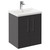 Horizon Graphite Grey 500mm Wall Mounted Vanity Unit with 1 Tap Hole Basin and 2 Doors with Polished Chrome Handles Left Hand View