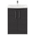 Horizon Graphite Grey 600mm Floor Standing Vanity Unit with 1 Tap Hole Curved Basin and 2 Doors with Polished Chrome Handles Front View