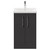 Horizon Graphite Grey 500mm Floor Standing Vanity Unit with 1 Tap Hole Basin and 2 Doors with Polished Chrome Handles Front View