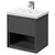 Tidal Gloss Grey 500mm Wall Mounted Vanity Unit with 1 Tap Hole Basin featuring Single Drawer and Anthracite Woodgrain Open Shelf Right Hand View