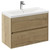 Montego Autumn Oak 800mm Wall Mounted Vanity Unit with 1 Tap Hole Basin and 2 Drawers Left Hand View